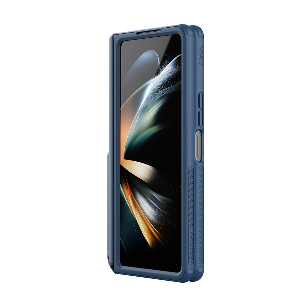 Picture of Samsung Galaxy Z Fold 5 Case | NILLKIN Super Frosted Shield Fold Kickstand Standable Full Protection Case with S Pen Holder for Galaxy Z Fold 5 (Dark Blue)