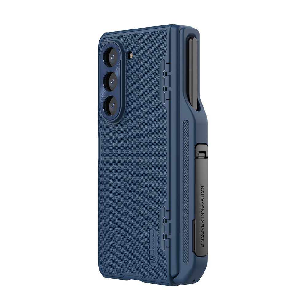 Picture of Samsung Galaxy Z Fold 5 Case | NILLKIN Super Frosted Shield Fold Kickstand Standable Full Protection Case with S Pen Holder for Galaxy Z Fold 5 (Dark Blue)