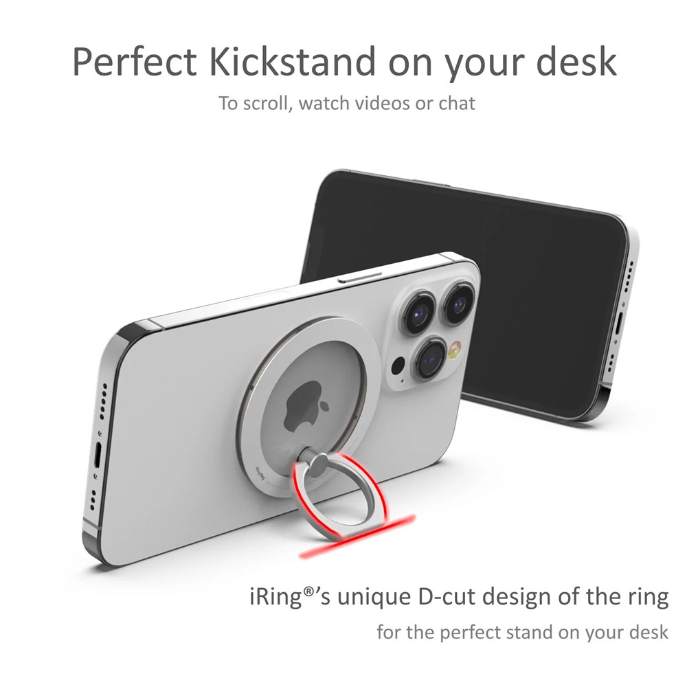 Picture of AAUXX iRing Mag Magnetic Ring Holder Phone Grip and Kickstand Stand Compatible with Magsafe (Smoky Black)