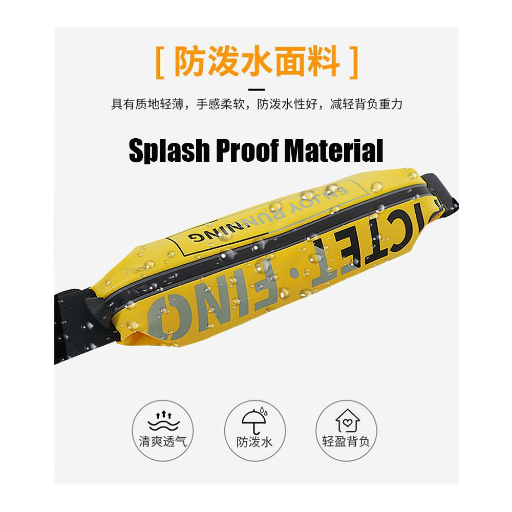 Picture of Pictet Fino Nylon Lycra Elastic Water Splash Proof Sweat Proof Belt Running Belt Waist Bag with Reflective Sticker (Yellow)