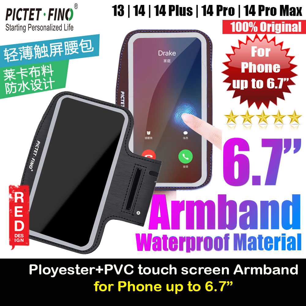 Picture of Pictet Fino Ployester Waterproof Material with PVC touch screen Reflective Adjustable Armband Wristband with Headset Hole for Outdoor Sport Running Hiking Riding Climbing for Smartphone up to 6.7 inches (Black) Apple iPhone 14 Pro Max 6.7- Apple iPhone 14 Pro Max 6.7 Cases, Apple iPhone 14 Pro Max 6.7 Covers, iPad Cases and a wide selection of Apple iPhone 14 Pro Max 6.7 Accessories in Malaysia, Sabah, Sarawak and Singapore 