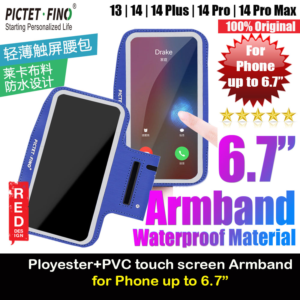 Picture of Pictet Fino Ployester Waterproof Material with PVC touch screen Reflective Adjustable Armband Wristband with Headset Hole for Outdoor Sport Running Hiking Riding Climbing for Smartphone up to 6.7 inches (Blue) Apple iPhone 14 Pro Max 6.7- Apple iPhone 14 Pro Max 6.7 Cases, Apple iPhone 14 Pro Max 6.7 Covers, iPad Cases and a wide selection of Apple iPhone 14 Pro Max 6.7 Accessories in Malaysia, Sabah, Sarawak and Singapore 