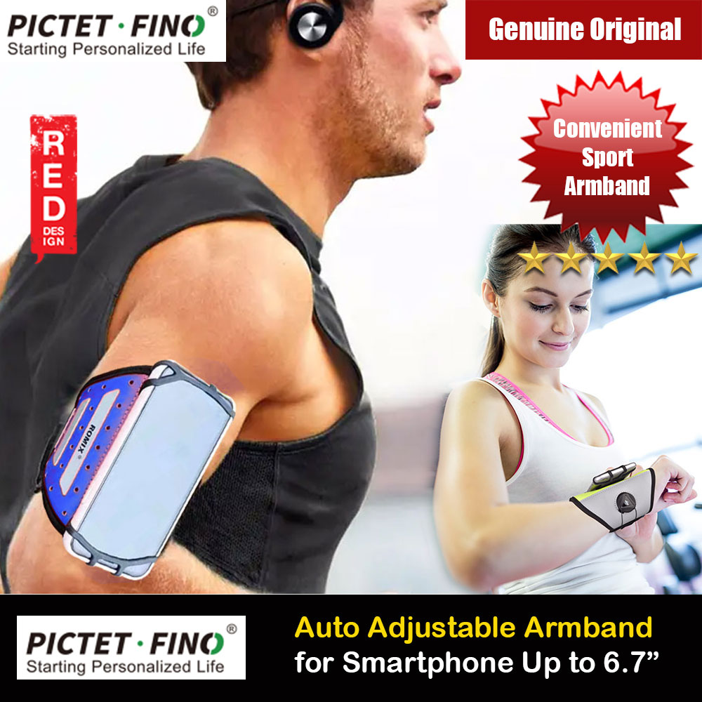 Picture of Pictet Fino PVC leather Foam Reflective Fabric Material Rotatable Easy Wear Remove Armband Wristband for Outdoor Sport Running Hiking Riding Climbing for Smartphone up to 6.7 inches (Blue) Red Design- Red Design Cases, Red Design Covers, iPad Cases and a wide selection of Red Design Accessories in Malaysia, Sabah, Sarawak and Singapore 