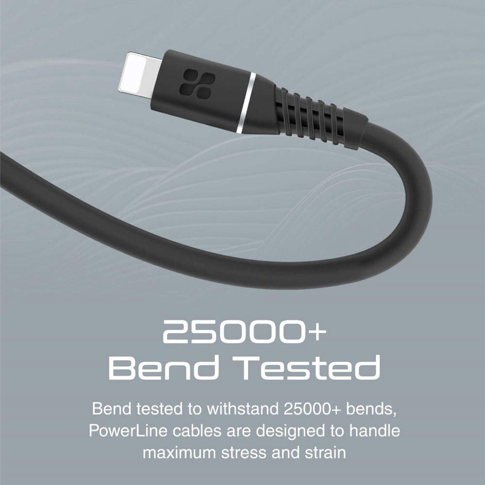 Picture of Promate Ultra Fast USB C to Lightning 20W Fast Charging Soft Silicone cable for iPhone 13 Pro Max IPad Airpods Pro PowerLine-Ci120 (Black)