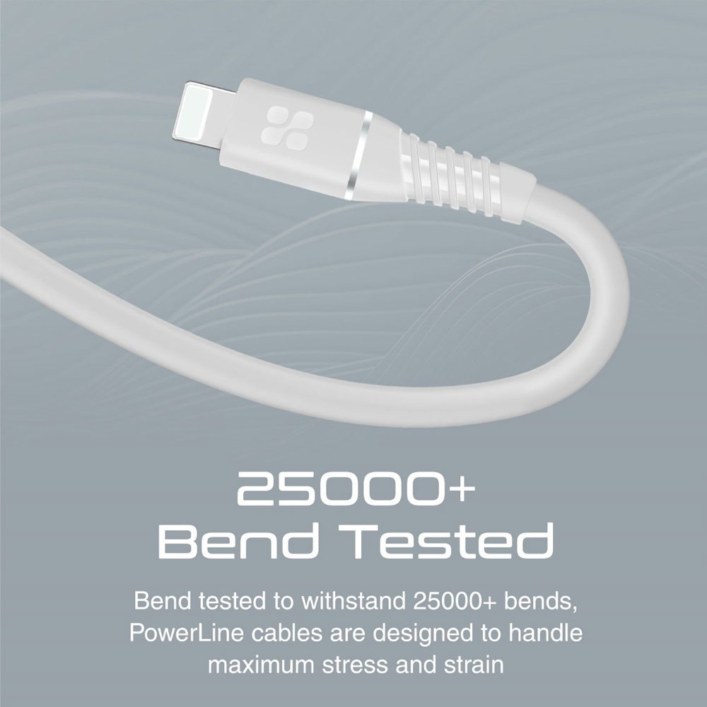 Picture of Promate Ultra Fast USB C to Lightning 20W Fast Charging Soft Silicone cable for iPhone 13 Pro Max IPad Airpods Pro PowerLine-Ci120 (White)