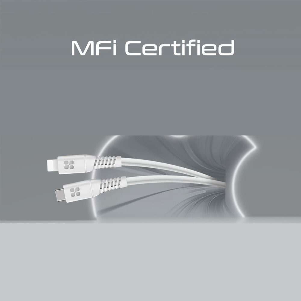 Picture of Promate Ultra Fast USB C to Lightning 20W Fast Charging Soft Silicone cable for iPhone 13 Pro Max IPad Airpods Pro PowerLine-Ci120 (White)