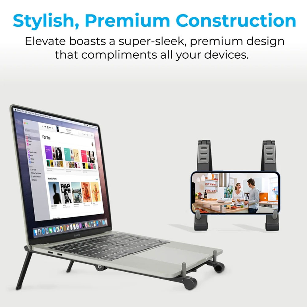 Picture of Promate Elevate Laptop Stand Foldable Aluminum MultiAngle Computer Desk Stand with Adjustable Height for Notebook Laptop - Elevate