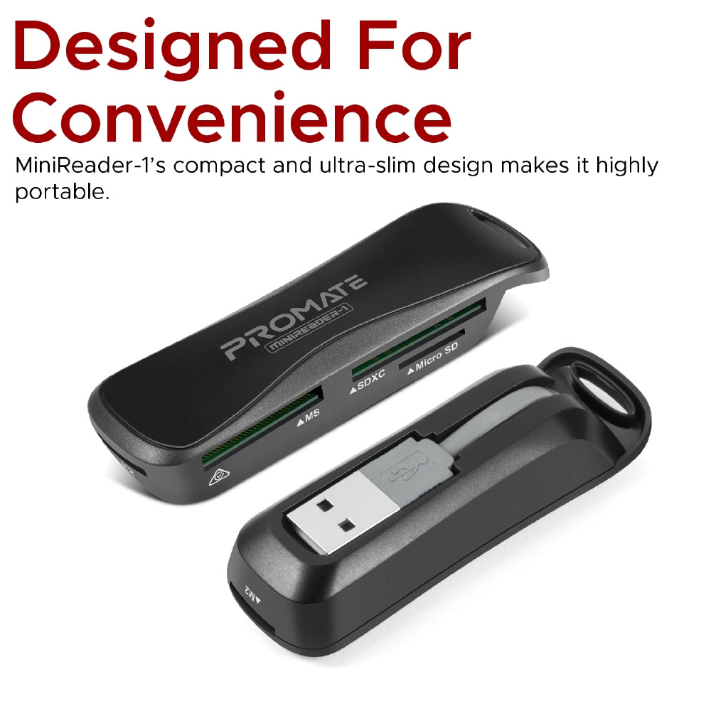 Picture of Promate 4-in-1 Portable Multi Memory Card Reader USB 2.0