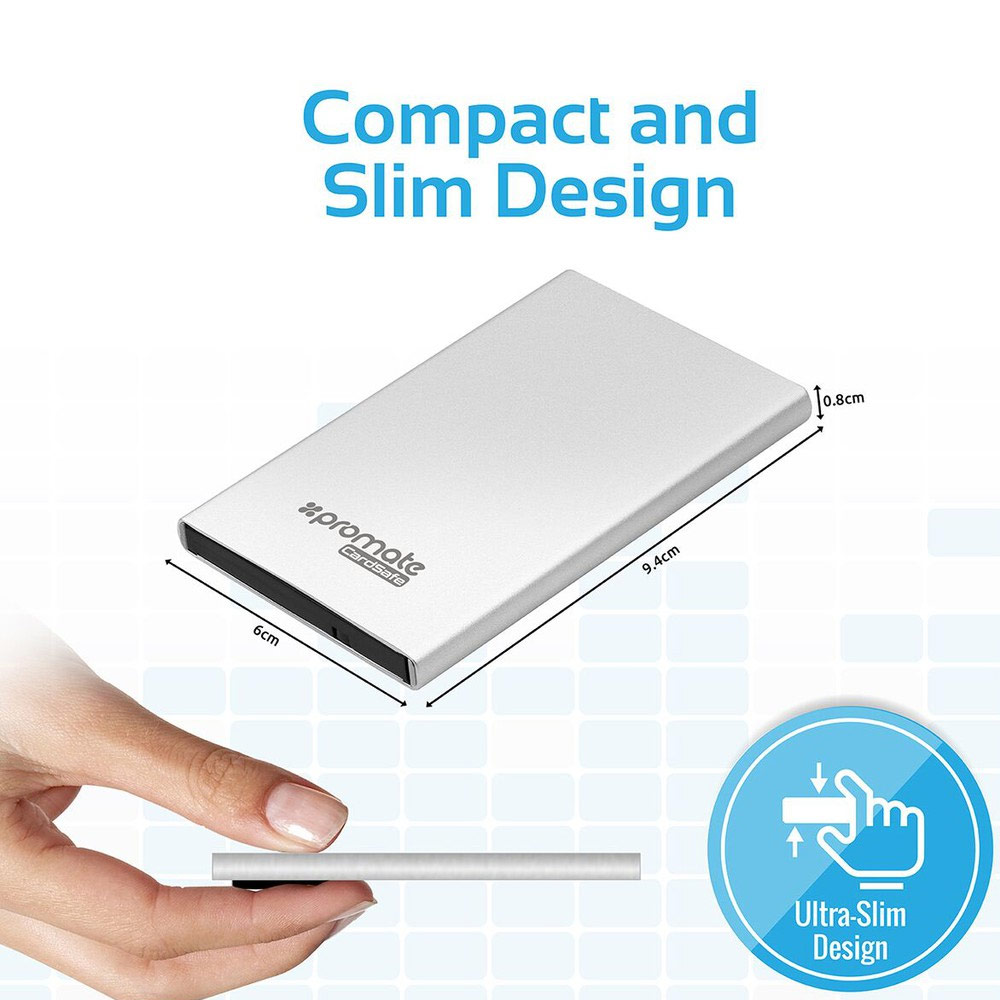 Picture of Promate Ultra-Slim RFID Blocking Card Holder Case Aluminium Slim Credit Card Holder Wallet CardSafe