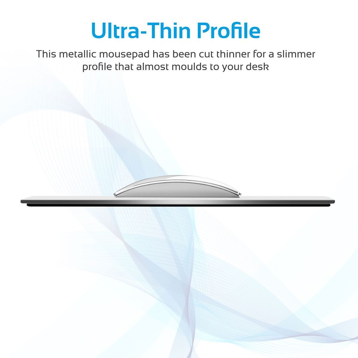 Picture of Promate Mouse Pad High-Quality Ergonomic Aluminium Mouse Pad with Non-Slip Rubber Base and Anti-Stain High Accuracy Optimized Tracking for iMac MacBook Pro Laptops PC Any Optical Laser Mice MetaPad-1 Grey