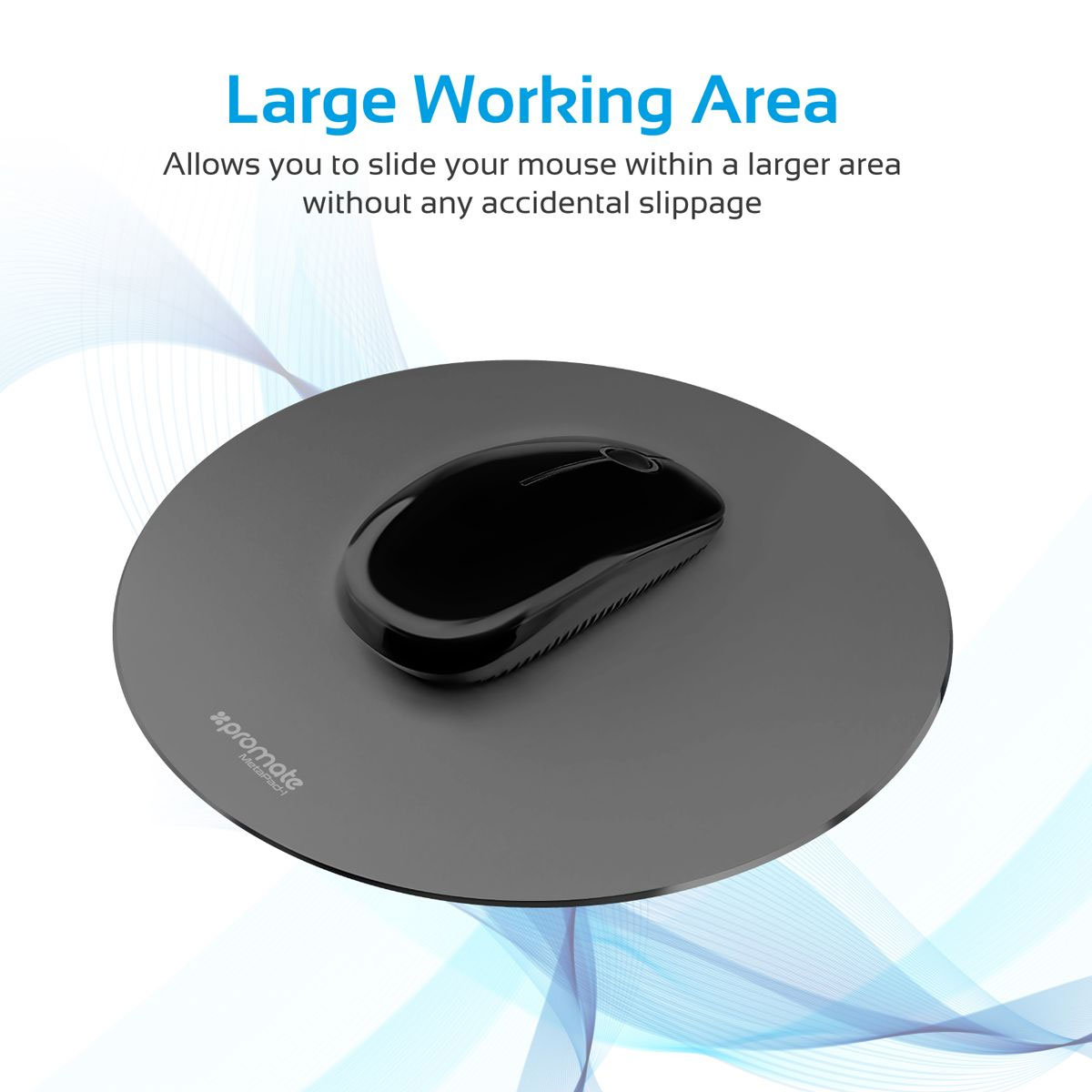 Picture of Promate Mouse Pad High-Quality Ergonomic Aluminium Mouse Pad with Non-Slip Rubber Base and Anti-Stain High Accuracy Optimized Tracking for iMac MacBook Pro Laptops PC Any Optical Laser Mice MetaPad-1 Grey