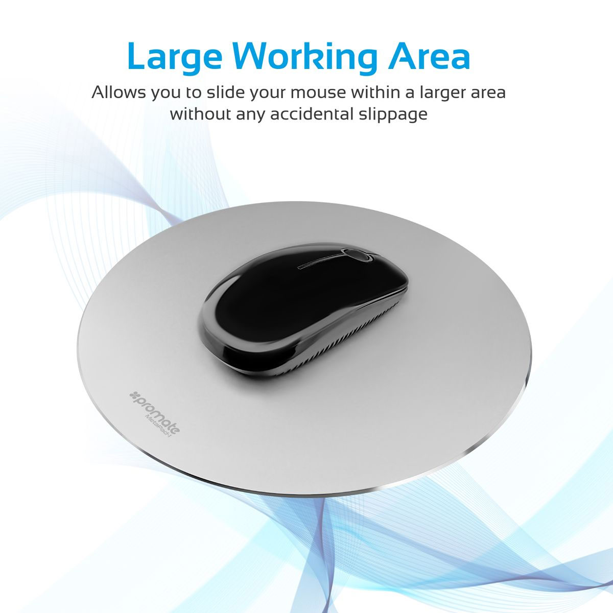 Picture of Promate Mouse Pad High-Quality Ergonomic Aluminium Mouse Pad with Non-Slip Rubber Base and Anti-Stain High Accuracy Optimized Tracking for iMac MacBook Pro Laptops PC Any Optical Laser Mice MetaPad-1 Silver