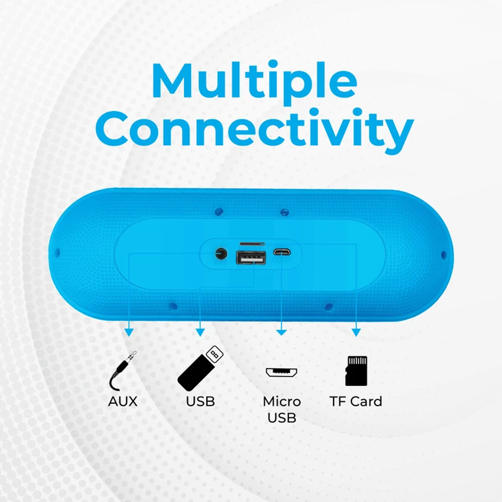 Picture of Promate Capsule High Definition Wireless Bluetooth 5.0 Speaker with Handsfree Microphone FM Radio 3.5mm Audio Jack USB Media Port and Micro SD Card Slot for iPhone 12 iPad Pro (Blue)