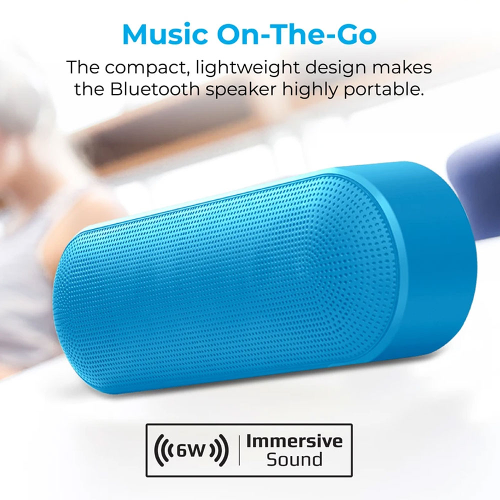 Picture of Promate Capsule High Definition Wireless Bluetooth 5.0 Speaker with Handsfree Microphone FM Radio 3.5mm Audio Jack USB Media Port and Micro SD Card Slot for iPhone 12 iPad Pro (Blue)