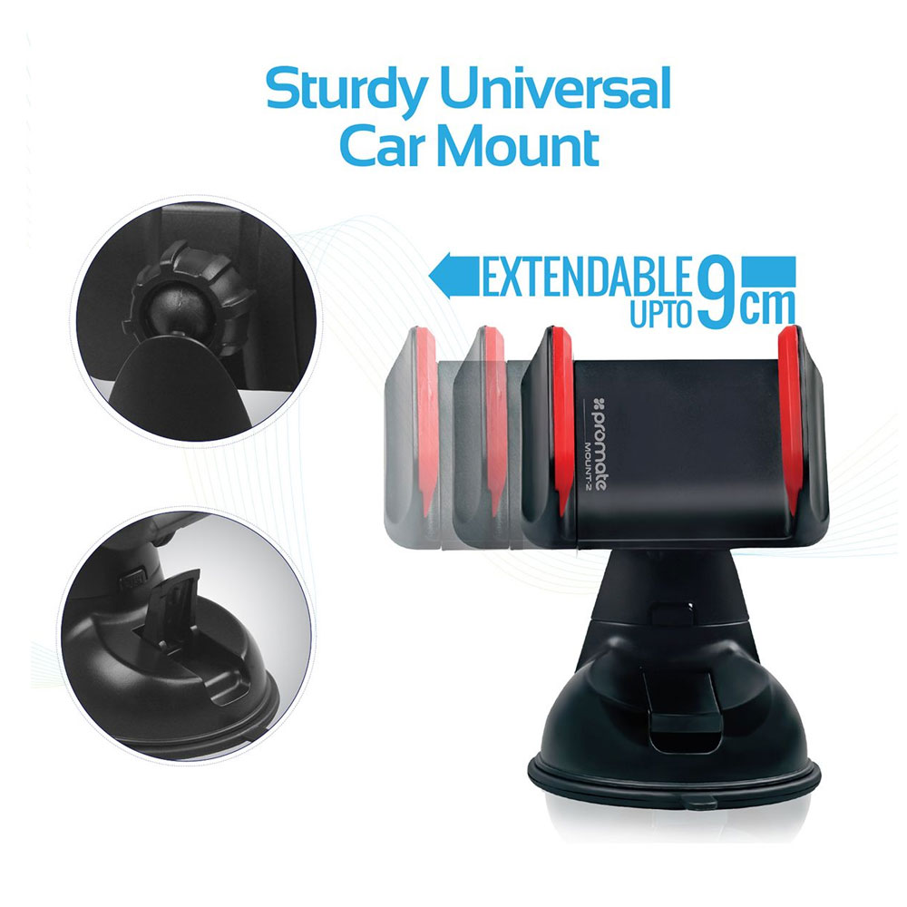 Picture of Promate Car Kit 3-In-1 Micro USB Car Kit with 3.1A Dual USB Universal Car Charger Car Mount Phone Holder for Smartphones Carkit HM (Black)