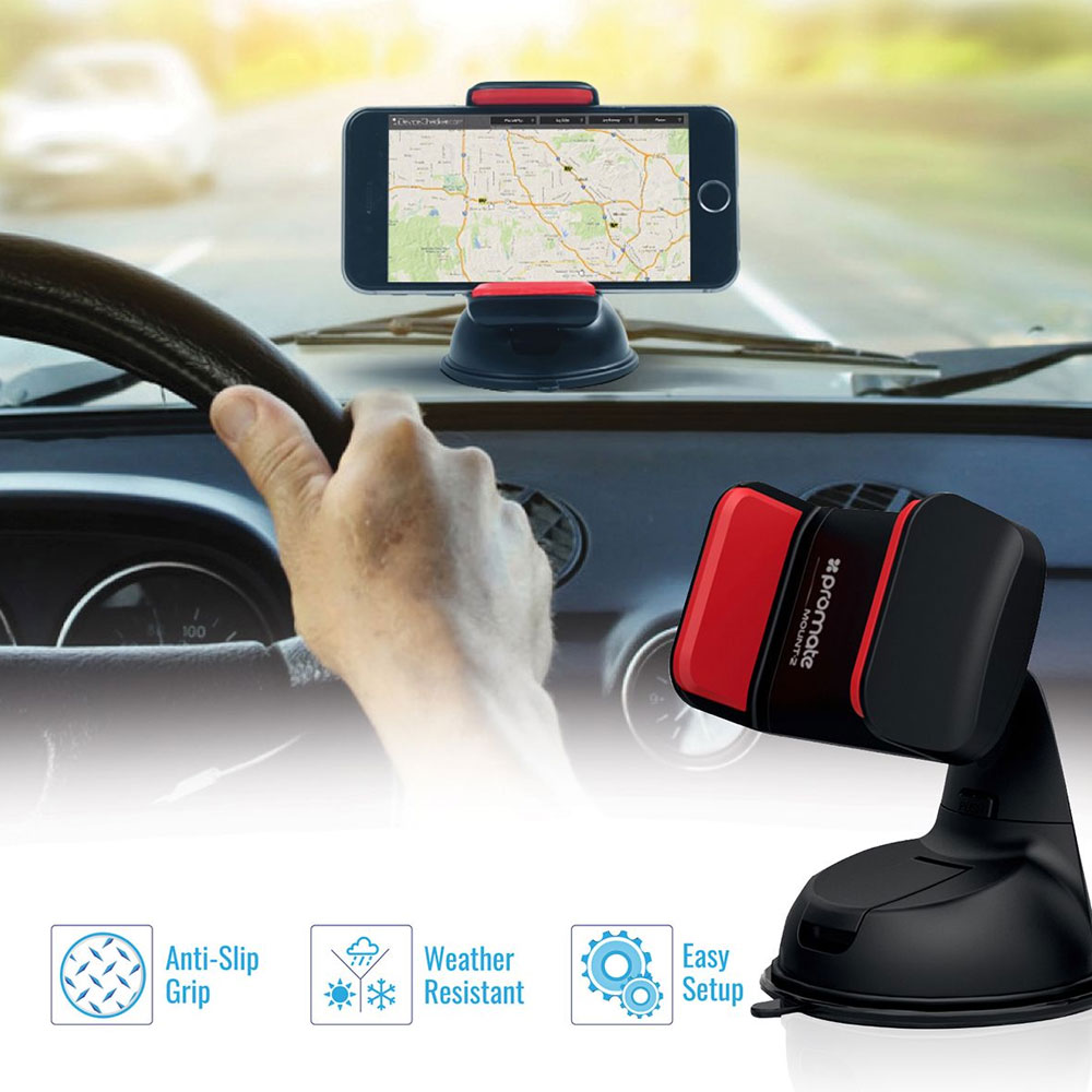 Picture of Promate Car Kit 3-In-1 Micro USB Car Kit with 3.1A Dual USB Universal Car Charger Car Mount Phone Holder for Smartphones Carkit HM (Black)