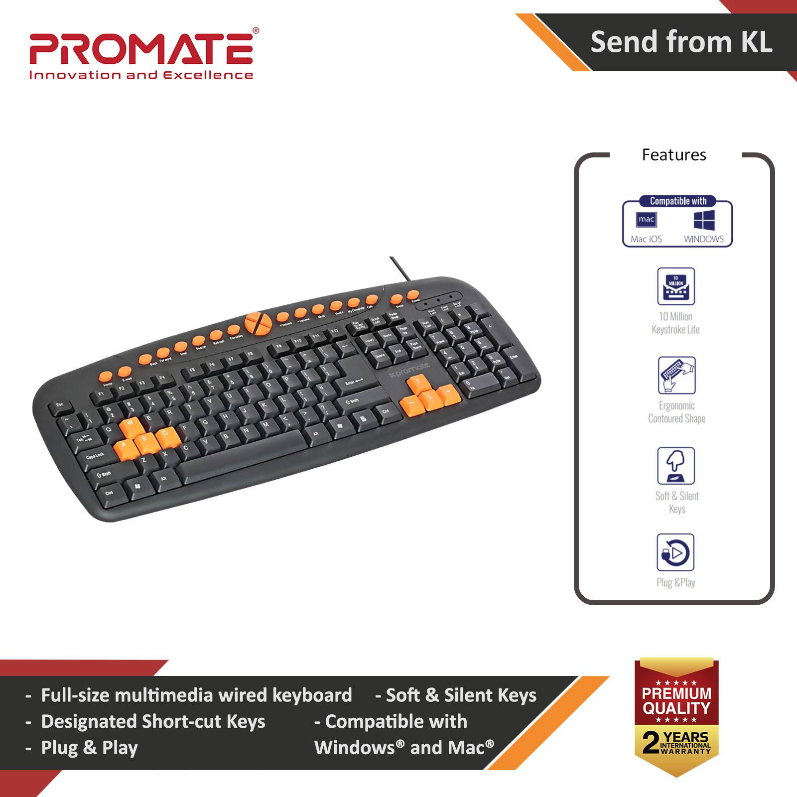 Picture of Promate USB Wired Multimedia Keyboard Ergonomic Multimedia Keys Keyboard with Swappable Gaming Keys and 10 Million Keystroke Quiet Keys for Gaming Laptops PC iMac Alienware  ASUS EasyKey-2 Red Design- Red Design Cases, Red Design Covers, iPad Cases and a wide selection of Red Design Accessories in Malaysia, Sabah, Sarawak and Singapore 