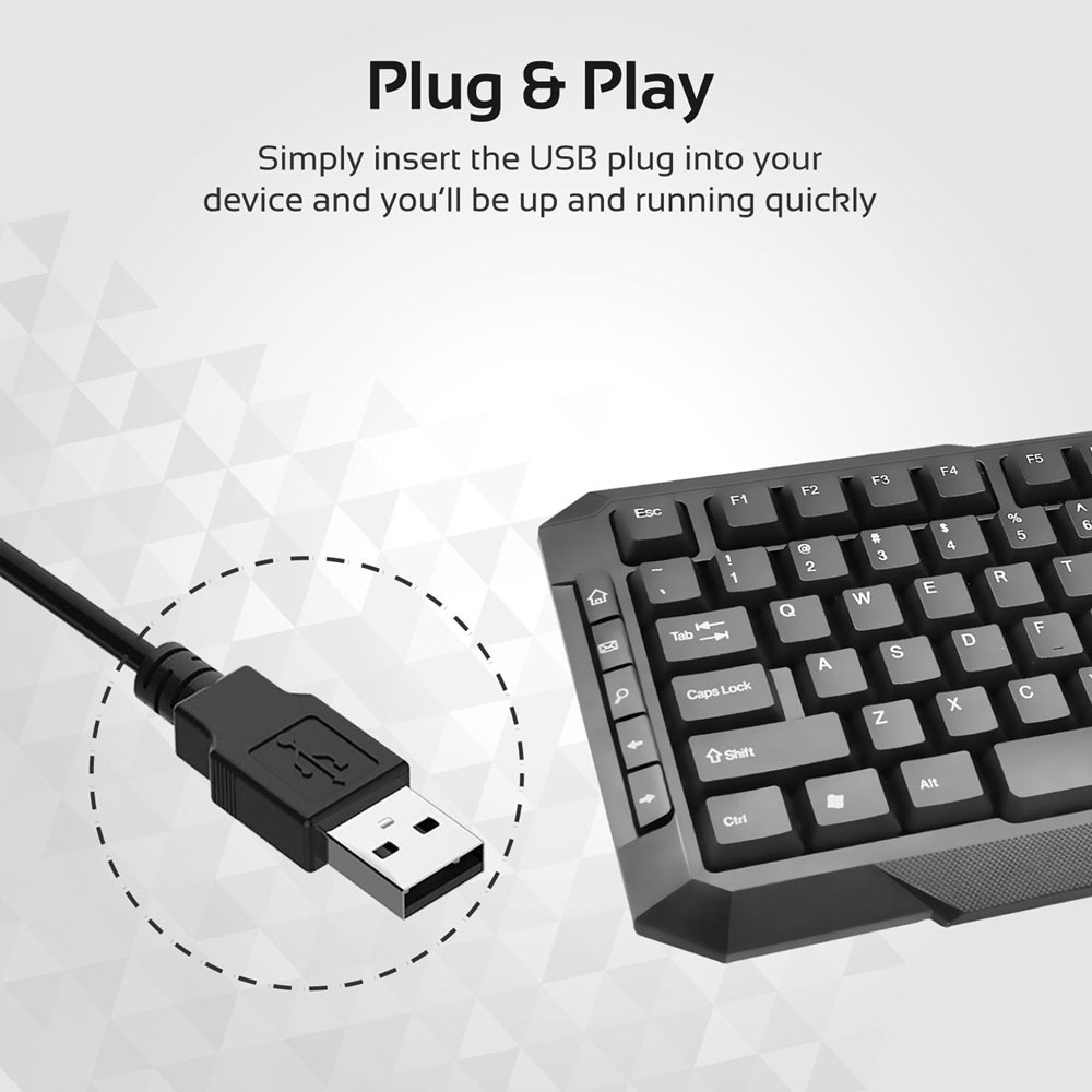 Picture of Promate Wired Keyboard and Mouse Combo, Ultra-Sleek USB Wired Full-Sized Keyboard and Mouse Combo with Comfortable Quit 104 Keys and Multimedia Keys Character for iOS Windows PC EasyKey-3