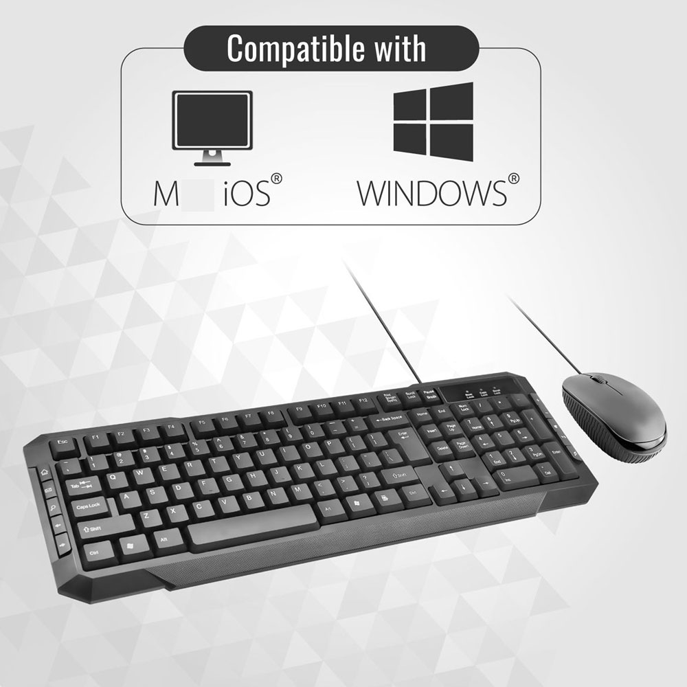 Picture of Promate Wired Keyboard and Mouse Combo, Ultra-Sleek USB Wired Full-Sized Keyboard and Mouse Combo with Comfortable Quit 104 Keys and Multimedia Keys Character for iOS Windows PC EasyKey-3