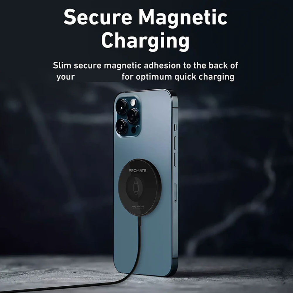 Picture of Apple Watch 49mm	Ultra Charger | Promate 3-in-1 Wireless Charger Dual Sided Magnetic Qi Wireless Charging Pad with 15W Mag-Safe Charging for iPhone 13 14 Pro Max  5W Apple Watch AirPods Pro Charger and USB-C™ Connector for All Qi-Enabled Devices MagCord-Trio (Black)