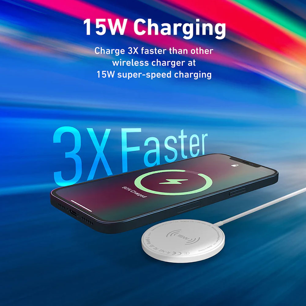 Picture of Apple Airpods 2 Charger | Promate 3-in-1 Wireless Charger Dual Sided Magnetic Qi Wireless Charging Pad with 15W Mag-Safe Charging for iPhone 13 14 Pro Max  5W Apple Watch AirPods Pro Charger and USB-C™ Connector for All Qi-Enabled Devices MagCord-Trio (White)