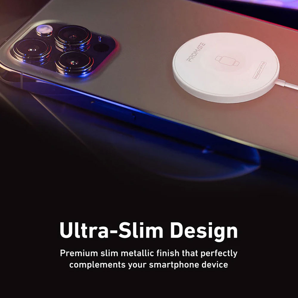 Picture of Apple Airpods 2 Charger | Promate 3-in-1 Wireless Charger Dual Sided Magnetic Qi Wireless Charging Pad with 15W Mag-Safe Charging for iPhone 13 14 Pro Max  5W Apple Watch AirPods Pro Charger and USB-C™ Connector for All Qi-Enabled Devices MagCord-Trio (White)