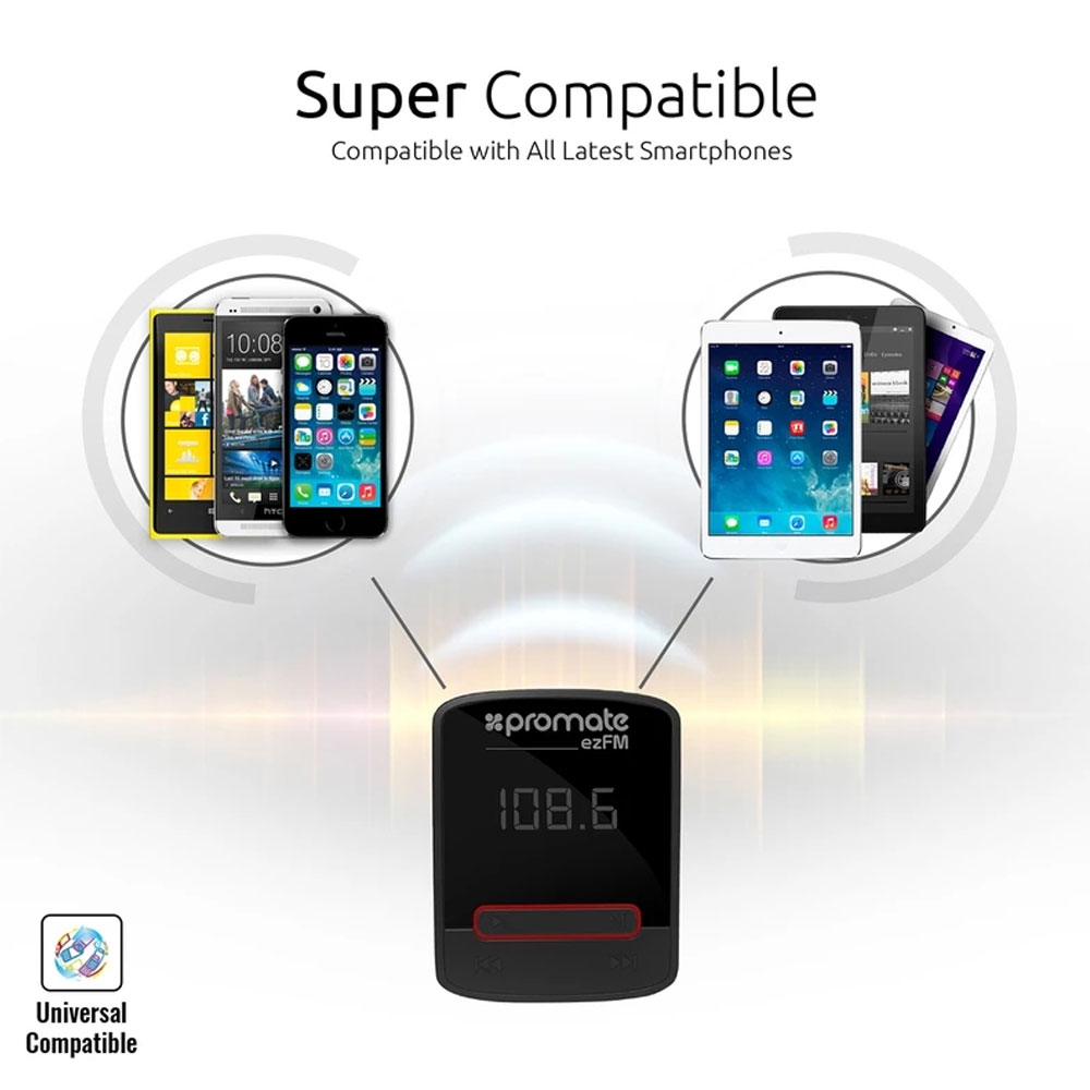 Picture of PROMATE ezFM Universal In-Car FM Modulator Playback from USB  MicroSD Card AUX-In ezfm