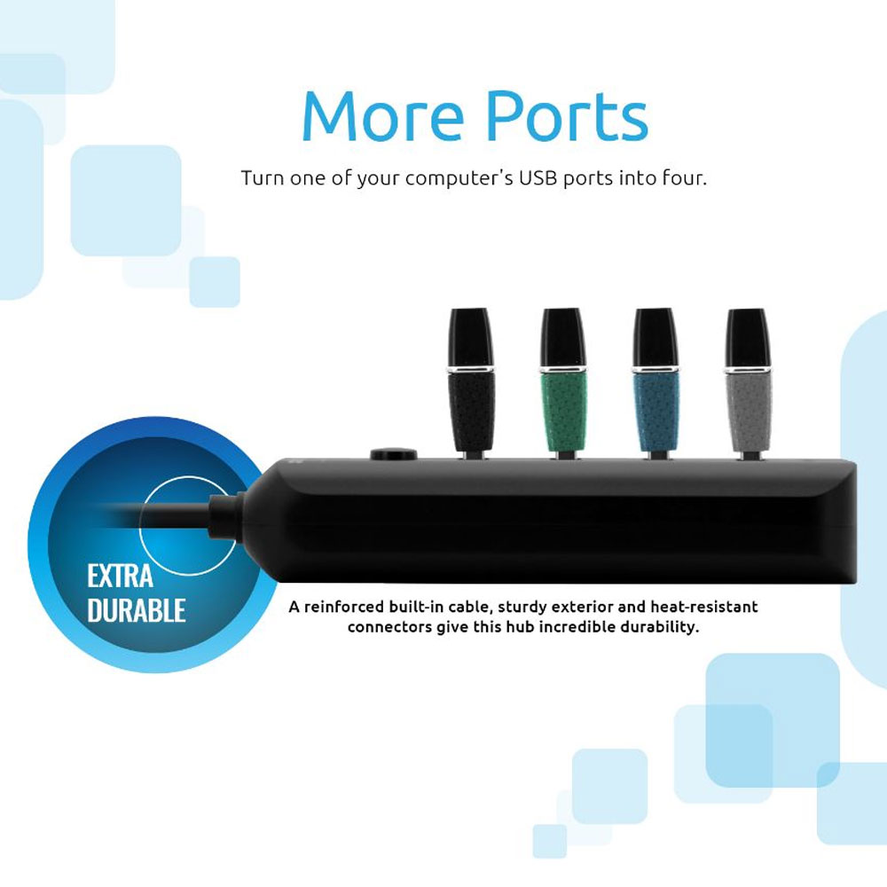 Picture of Promate Ultra-fast Usb 3.0 Hub With 4 Charge And Sync Ports Ezhub (Black)