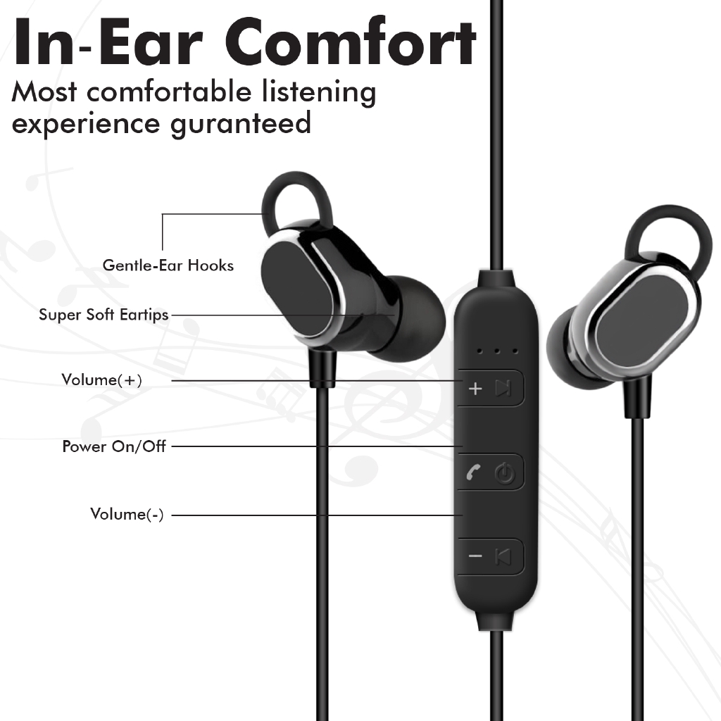 Picture of Promate Wireless Earphones Bluetooth Neckband In-ear Headphone with Noise Isolation Sporty Ear-Lock Design Built-In Mic Rovi