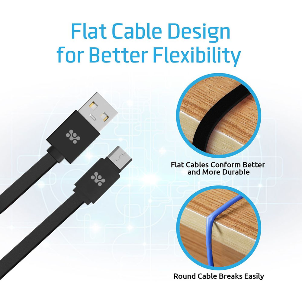 Picture of PROMATE LinkMate-U2F USB-A to Micro-USB Flat Cable for high-speed data transmission & charging 120cm