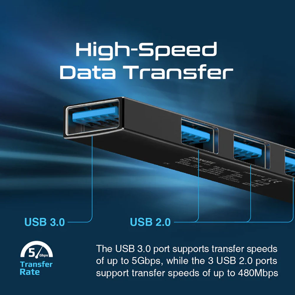 Picture of Promate USB-C Hub 4-in-1 Type-C Sync Charge Adapter with USB-A Adapter 5Gbps USB 3.0 Port 480Mbps USB 2.0 Ports and Compact Aluminum Design LiteHub-4 (Black)