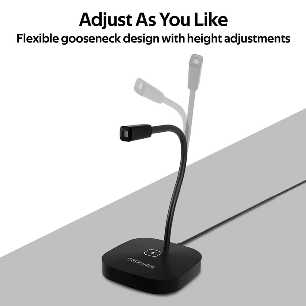 Picture of Promate USB Desktop Microphone, High Definition Omni-Directional USB Microphone with Flexible Gooseneck, Mute Touch Button, LED Indicator and Built-In Anti-Tangle Cord for PC, Laptop, Recording, Gaming, ProMic-1