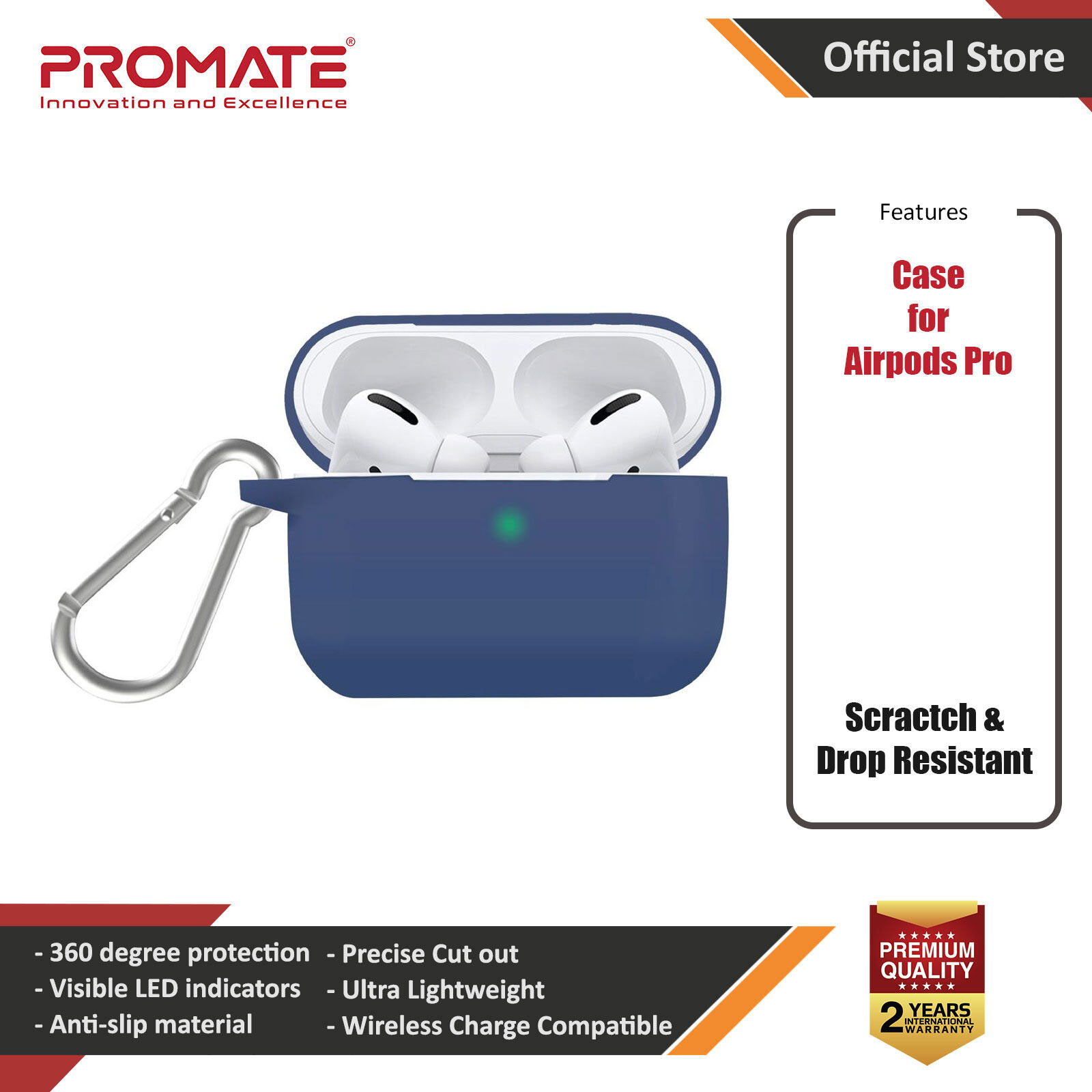 Picture of Promate AirPods Pro Silicone Case Slim-Fit Shockproof Protective Wireless Charging AirPods Pro Cover with Dual-Lid, Scratch Resistance and Anti-Slip Case for Apple Airpods Pro SiliCase-Pro (Blue) Apple Airpods Pro- Apple Airpods Pro Cases, Apple Airpods Pro Covers, iPad Cases and a wide selection of Apple Airpods Pro Accessories in Malaysia, Sabah, Sarawak and Singapore 