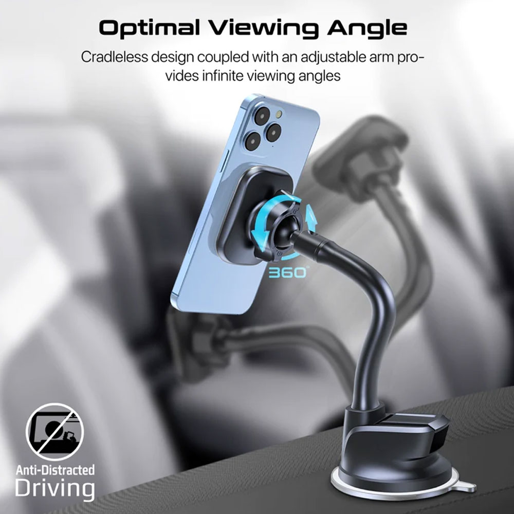 Picture of Promate Windscreen Dashboard Strong Magnetic Multi-angle Viewing 360-Degree Rotation Flexible Gooseneck Car Mount Phone Holder for Smartphone MagMount-L