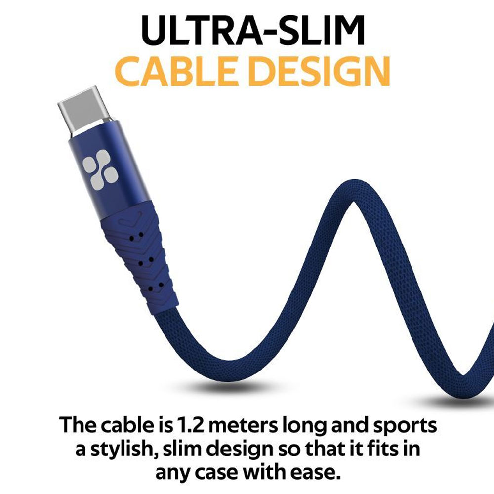 Picture of Promate USB-C™ Cable 3A Fast Charging Heavy Duty Fast Sync Charge 1.2 Meter USB-A to Type C Cable Nervelink-C (Blue)