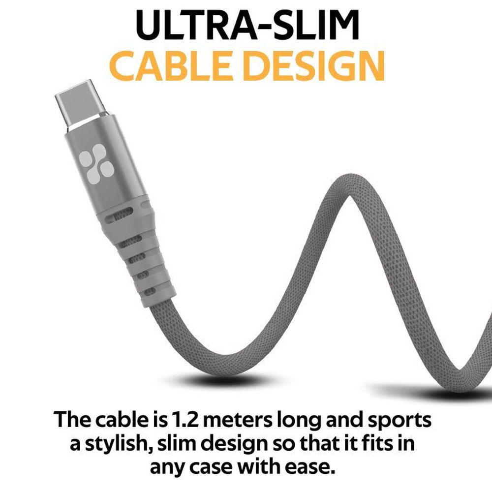 Picture of Promate USB-C™ Cable 3A Fast Charging Heavy Duty Fast Sync Charge 1.2 Meter USB-A to Type C Cable Nervelink-C (Grey)