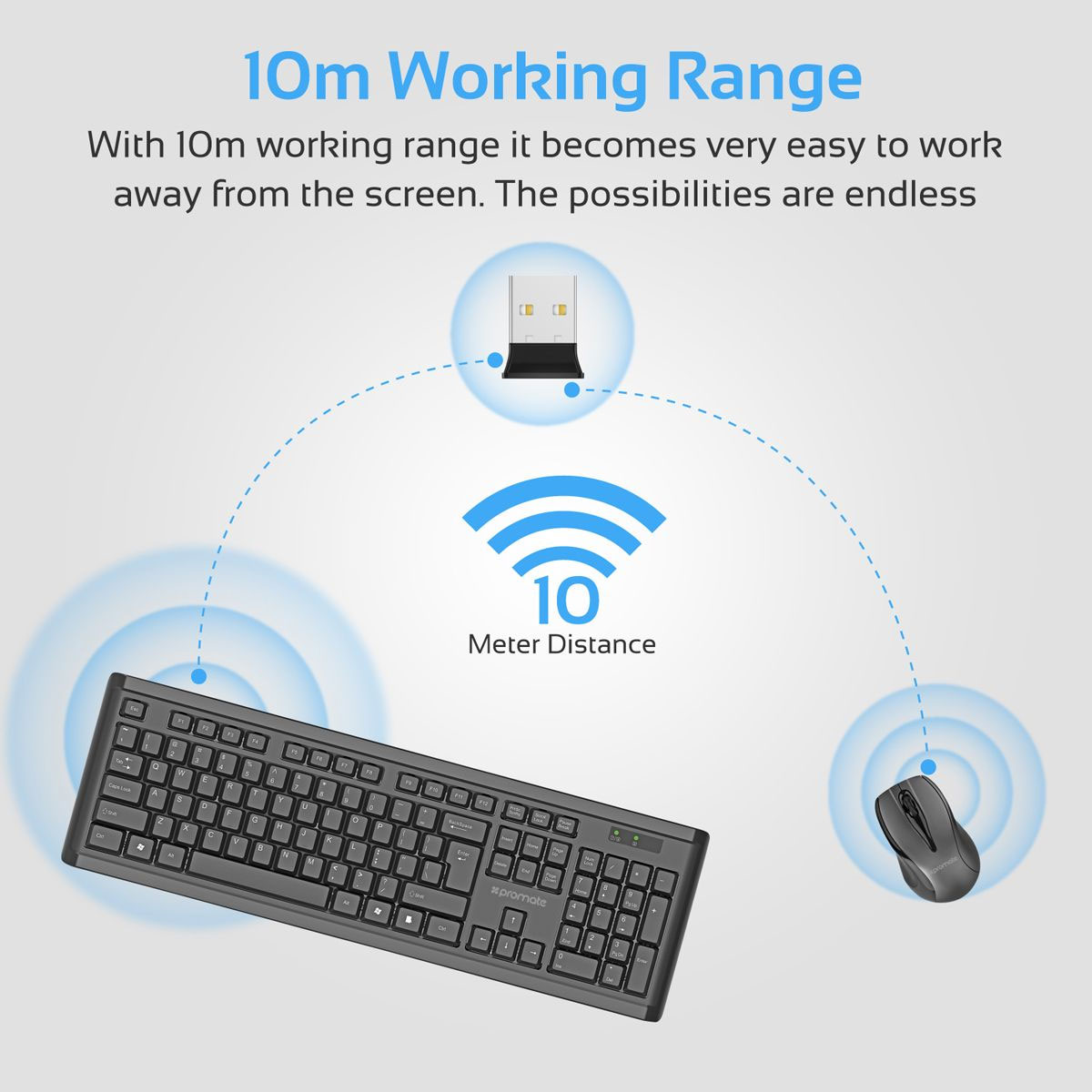 Picture of Promate Wireless Keyboard and Mouse Full-Size Super-Slim 2.4GHz Cordless Keyboard and Mouse Combo with Nano USB Receiver and Auto Sleep for Laptops Desktop PC iOS Windows ProCombo-3