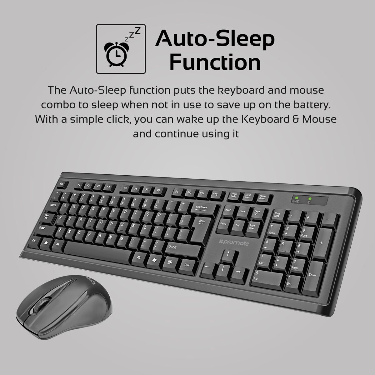 Picture of Promate Wireless Keyboard and Mouse Full-Size Super-Slim 2.4GHz Cordless Keyboard and Mouse Combo with Nano USB Receiver and Auto Sleep for Laptops Desktop PC iOS Windows ProCombo-3