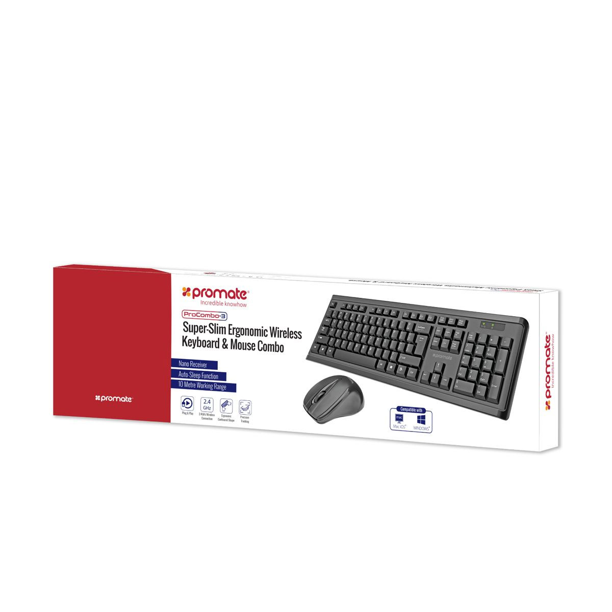 Picture of Promate Wireless Keyboard and Mouse Full-Size Super-Slim 2.4GHz Cordless Keyboard and Mouse Combo with Nano USB Receiver and Auto Sleep for Laptops Desktop PC iOS Windows ProCombo-3