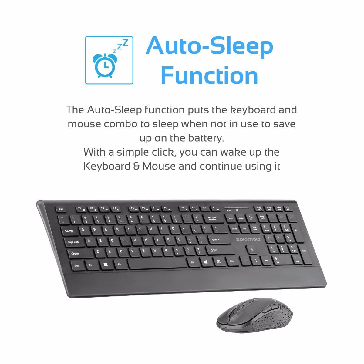 Picture of Promate Wireless Keyboard and Mouse Ergonomic Ultra-Slim 2.4GHz Cordless Combo Keyboard and 5 Button DPI Mouse with Wrist Rest Panel and Auto-Sleep Function for Desktop PC Windows iOS ProCombo-4