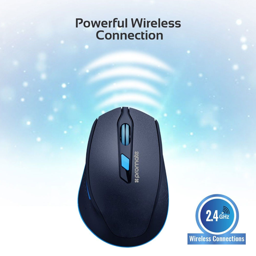 Picture of Promate Wireless Mouse 2.4G Ergonomic Designed Wireless Mice with USB Nano Receiver 15m Working Distance Auto Sleep Function and 3 Adjustable DPI for Laptops PC Tablets  iMac Clix-6