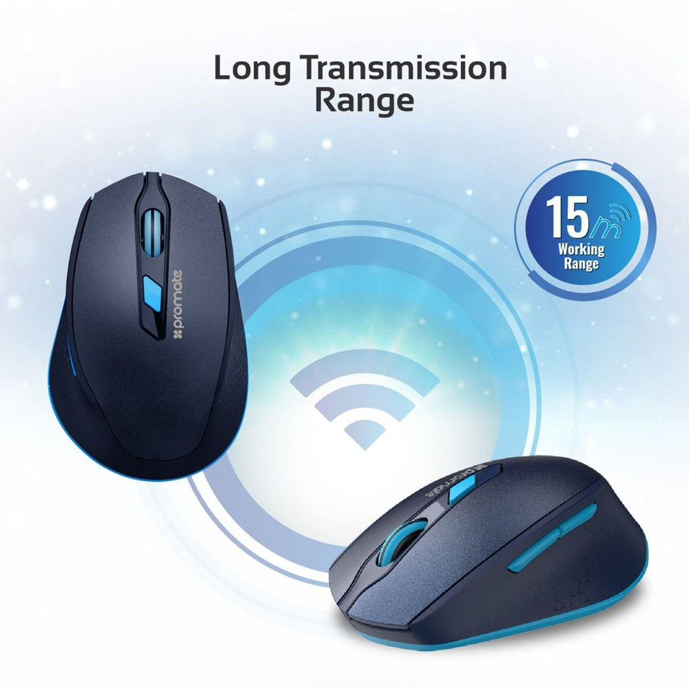 Picture of Promate Wireless Mouse 2.4G Ergonomic Designed Wireless Mice with USB Nano Receiver 15m Working Distance Auto Sleep Function and 3 Adjustable DPI for Laptops PC Tablets  iMac Clix-6