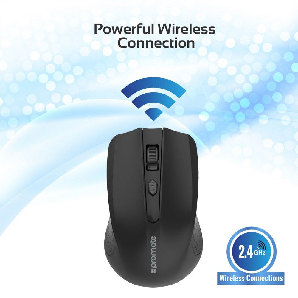 Picture of Promate Clix-8 Wireless Mouse 2.4Ghz Ergonomic Wireless Optical Mouse with 3 Adjustable DPI Level Auto Sleep Function 4 Buttons and 10m Working Range for PC Laptop Tablet Mac