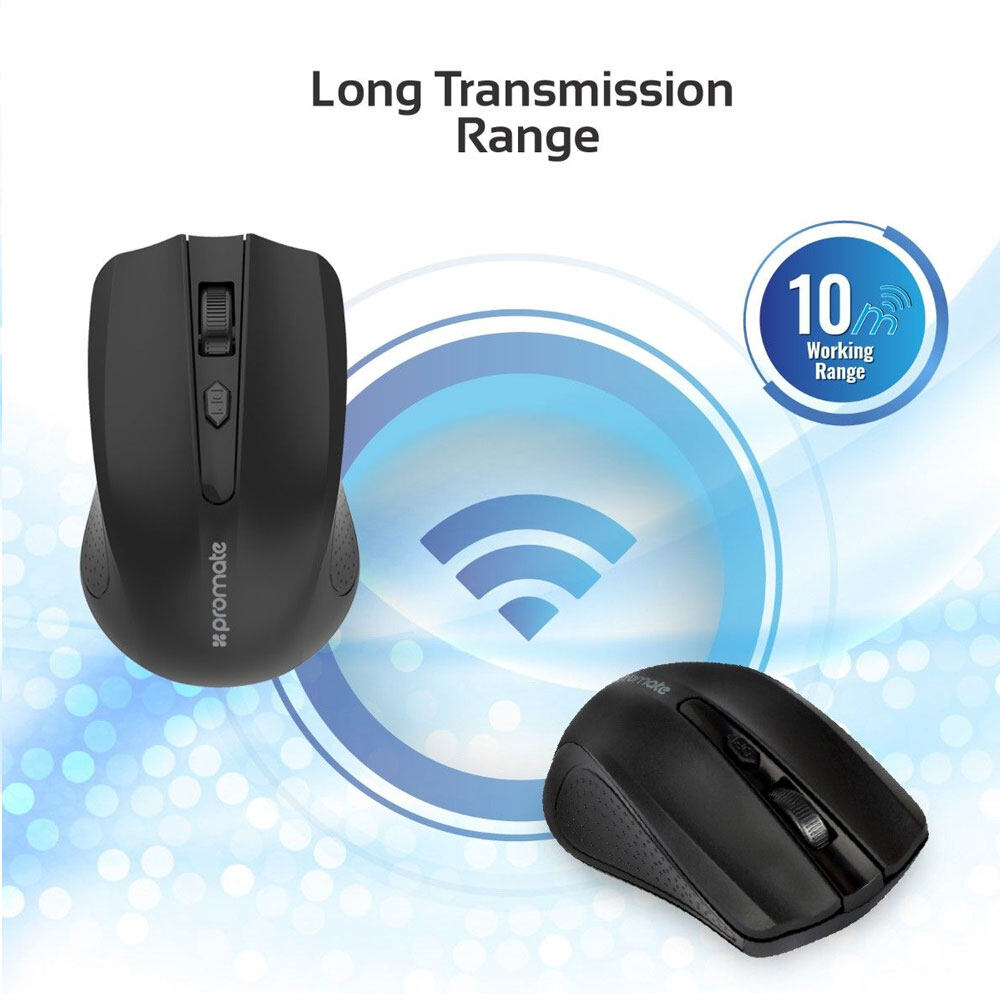 Picture of Promate Clix-8 Wireless Mouse 2.4Ghz Ergonomic Wireless Optical Mouse with 3 Adjustable DPI Level Auto Sleep Function 4 Buttons and 10m Working Range for PC Laptop Tablet Mac