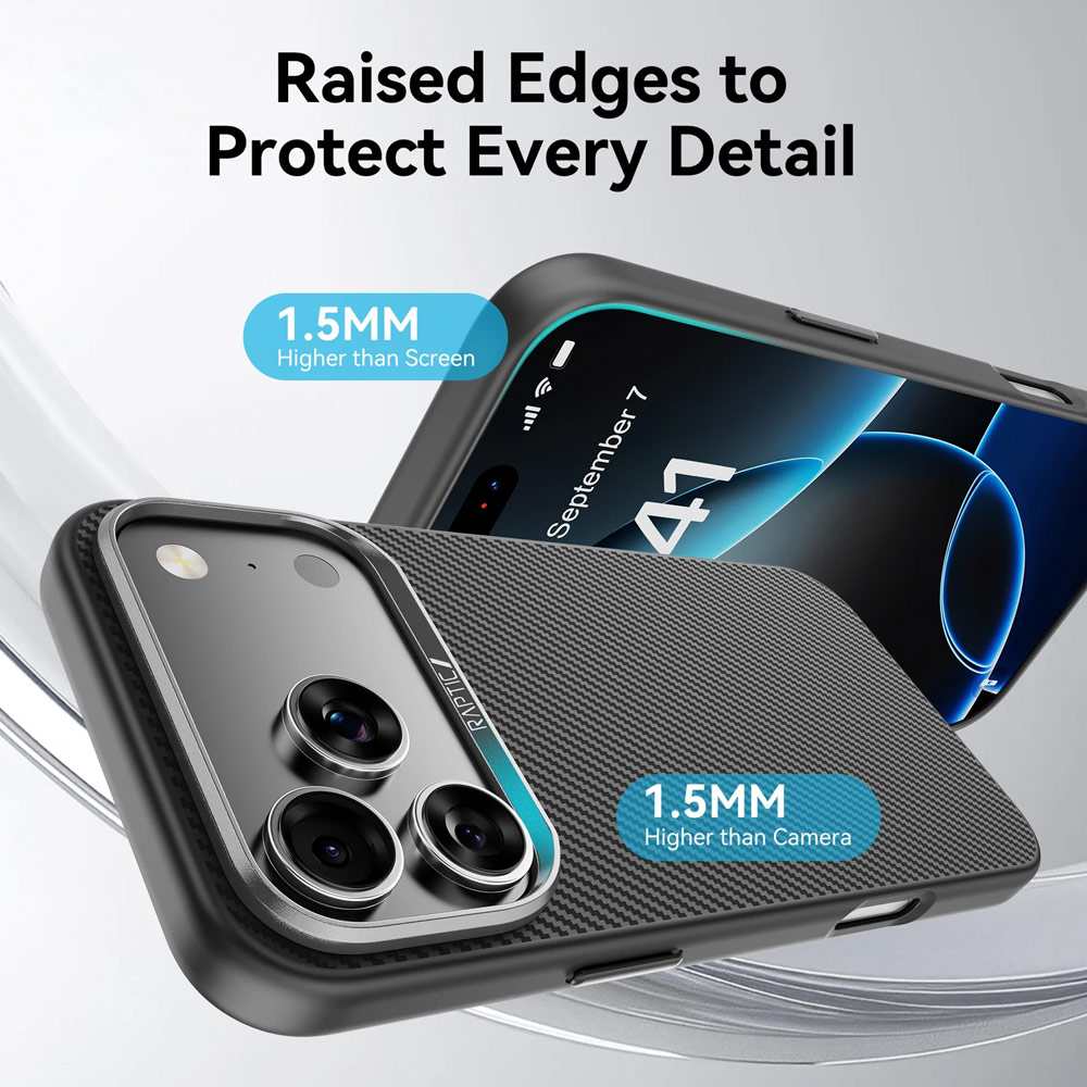 Picture of Apple iPhone 17 Pro 6.3 Case | Raptic Aramid Fiber Dual MgSafe Magnetic Compatible Drop Protection Case for iPhone 17 Pro 6.3 (Black)