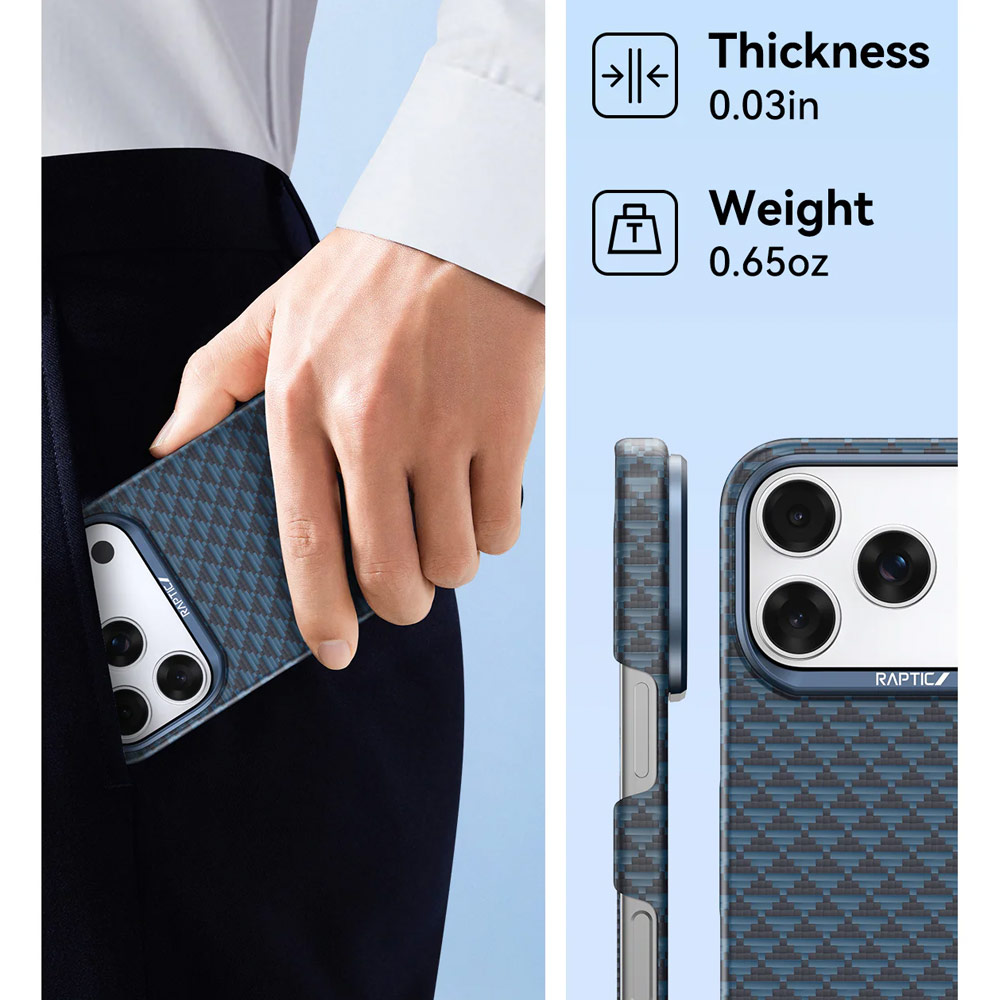 Picture of Apple iPhone 17 Pro 6.3 Case | Raptic Aramid Fibre Origin Lightweight Ultra Slim Case with Magsafe for iPhone 17 Pro 6.3 (Profound)