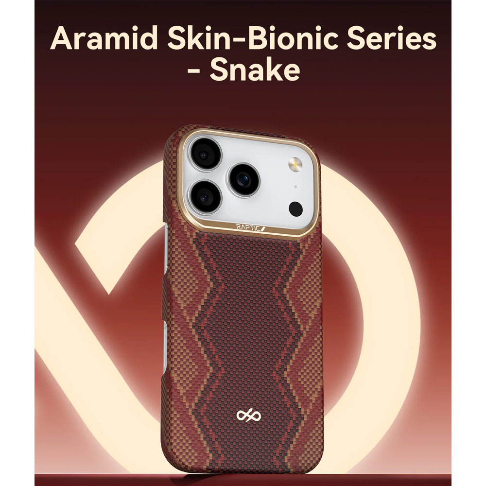 Picture of Apple iPhone 17 Pro Max 6.9 Case | Raptic Aramid Fibre Bionic Lightweight Ultra Slim Case with Magsafe for iPhone 17 Pro Max 6.9 (Snake)