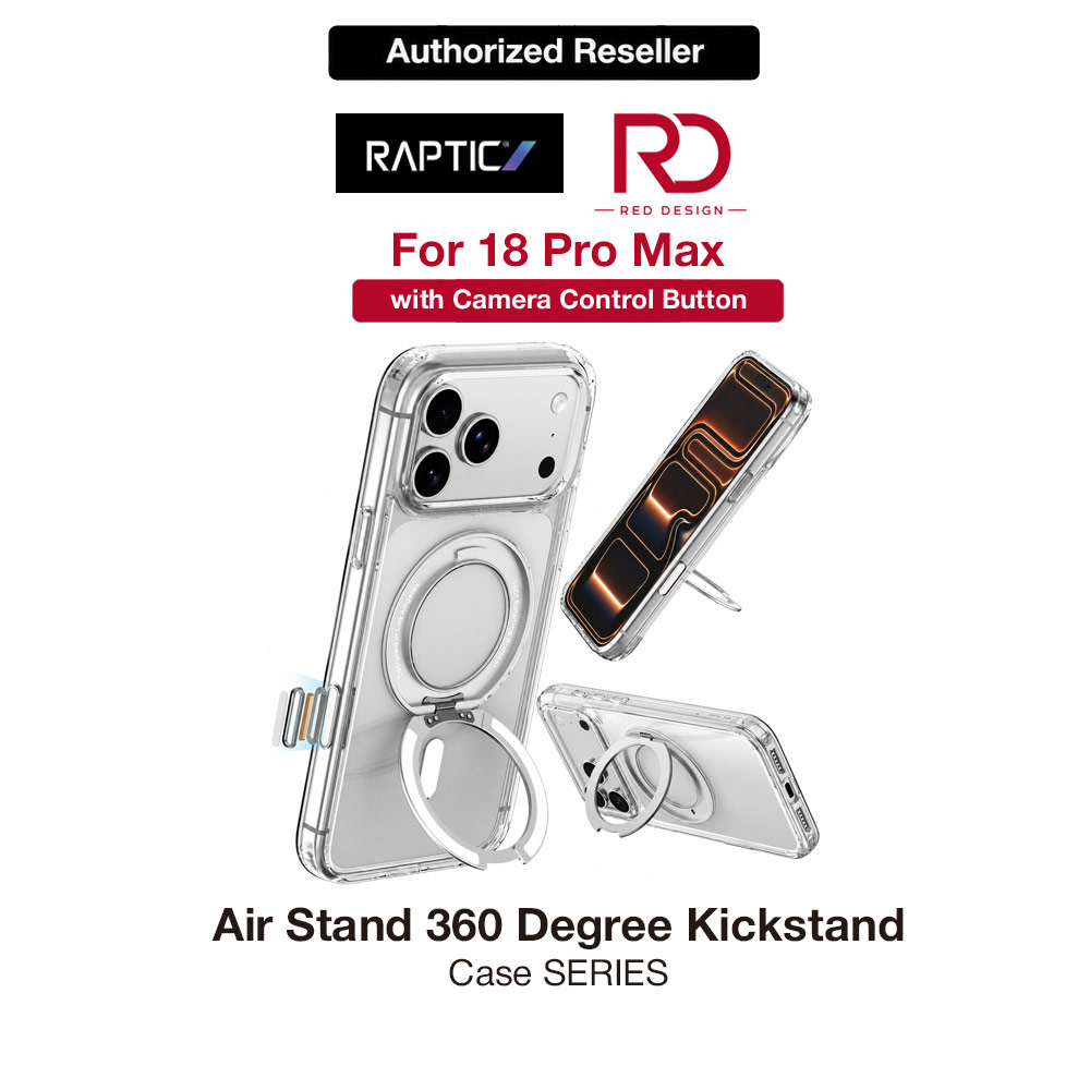 Picture of RAPTIC Air Stand 360 Degree Rotatable Kickstand Drop Protection Case for iPhone 18 Pro Max – Clear Apple iPhone 18 Pro Max- Apple iPhone 18 Pro Max Cases, Apple iPhone 18 Pro Max Covers, iPad Cases and a wide selection of Apple iPhone 18 Pro Max Accessories in Malaysia, Sabah, Sarawak and Singapore 