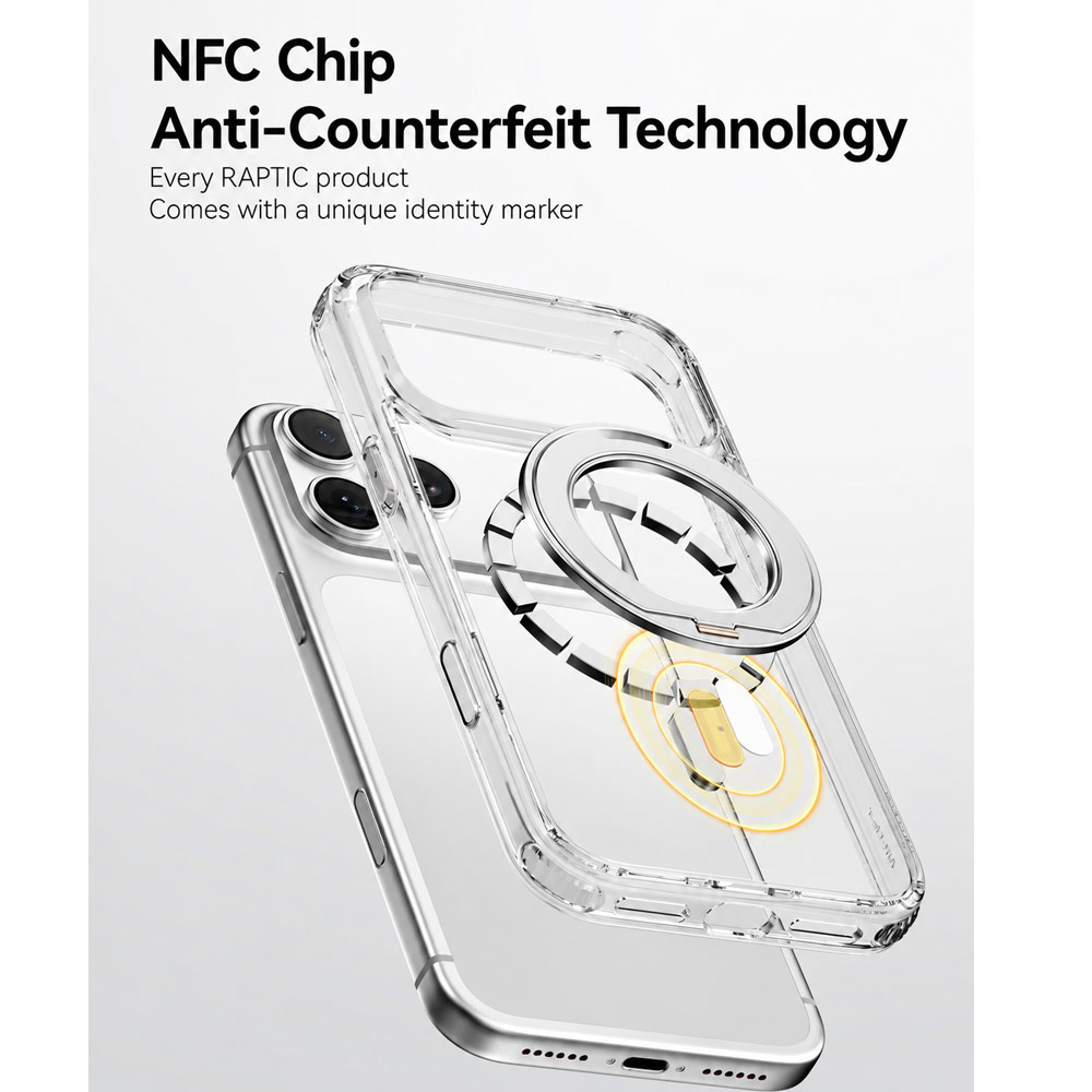 Picture of Apple iPhone 18 Pro Max Case | RAPTIC Air Stand 360 Degree Rotatable Kickstand Drop Protection Case for iPhone 18 Pro Max – Clear