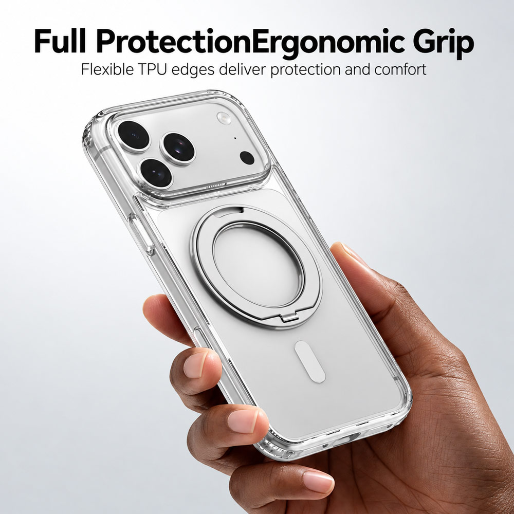 Picture of Apple iPhone 18 Pro Max Case | RAPTIC Air Stand 360 Degree Rotatable Kickstand Drop Protection Case for iPhone 18 Pro Max – Clear